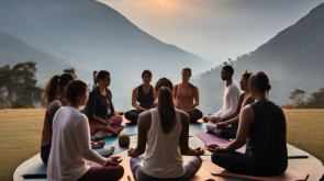 a group of diverse individual practicing yoga and spirituality